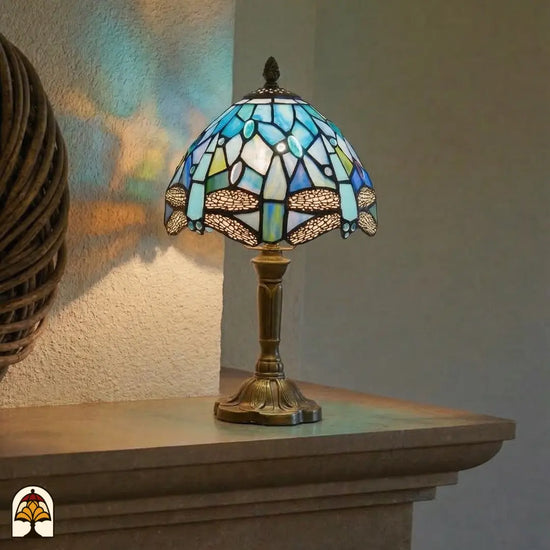 Tiffany lamp - tafellamp - Libellula Celeste ⌀20 cm De Sierkamer