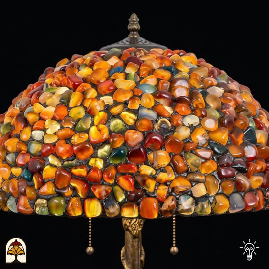 Tiffany lamp - tafellamp - Stone Mosaic Amber ⌀40 cm De Sierkamer