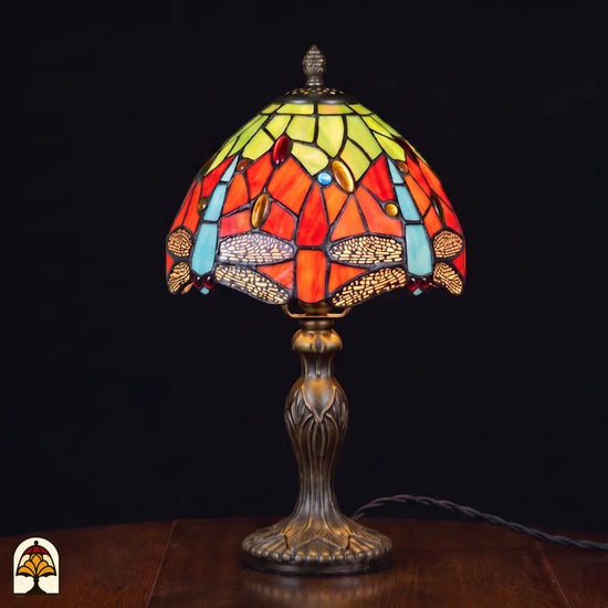 Tiffany-Lampe - Tischlampe - Libellula Azul ⌀20 cm