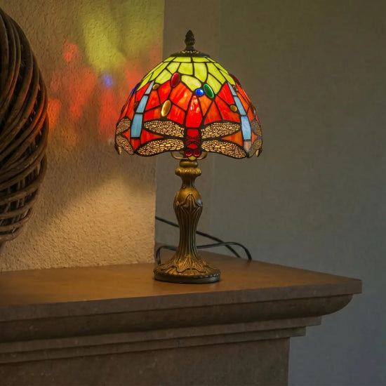 Tiffany-Lampe - Tischlampe - Libellula Azul ⌀20 cm