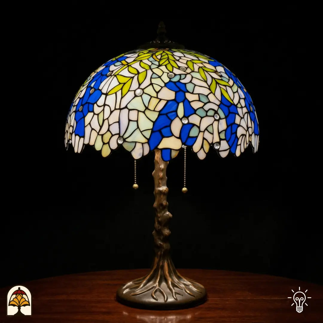 Tiffany-Lampe - Tischlampe - Wisteria Celeste ⌀40 cm