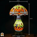Maatafbeelding Tiffany tafellamp Libellula Lumina ⌀30: kapbreedte 30 cm, voetbreedte 22 cm, totale hoogte 58 cm