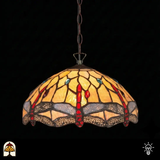 Tiffany lamp - Tiffany Hanglamp Libelle - ⌀25 cm De Sierkamer