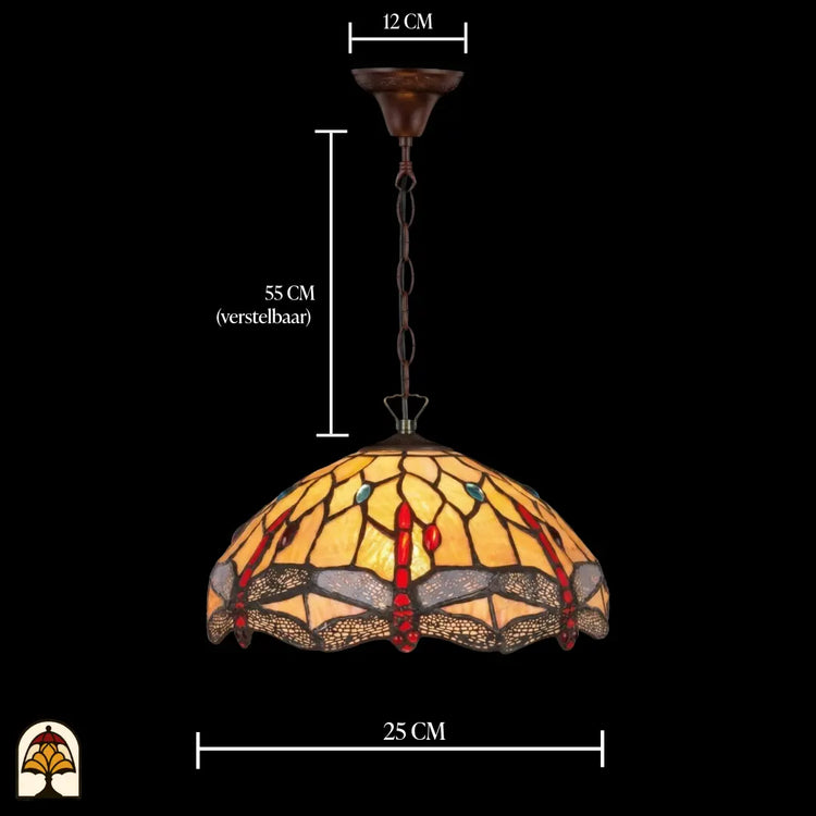 Tiffany lamp - Tiffany Hanglamp Libelle - ⌀25 cm De Sierkamer