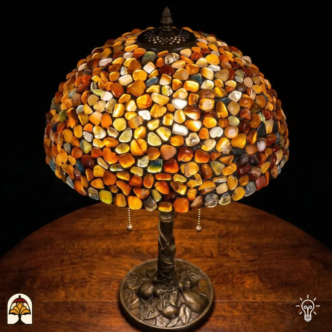 Tiffany lamp - tafellamp - Stone Mosaic Amber ⌀40 cm De Sierkamer