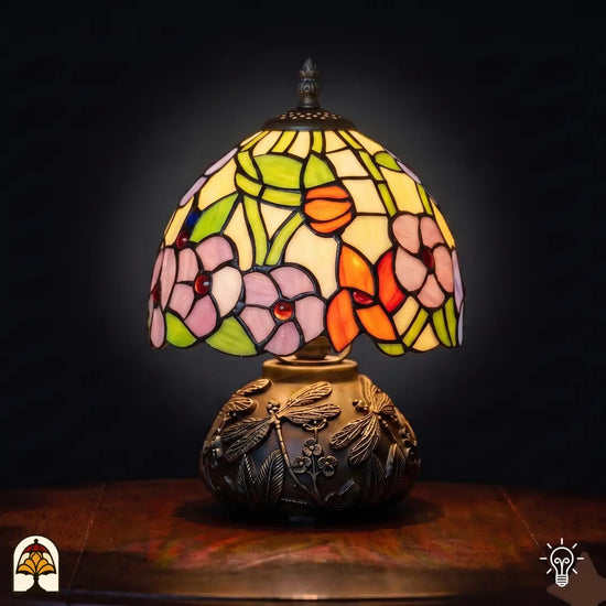 Tiffany lamp | Tiffany tafellamp Amber Flora Classic ⌀20 cm