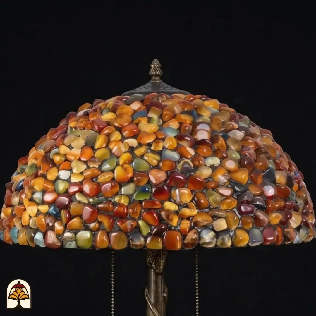 Tiffany lamp - tafellamp - Stone Mosaic Amber ⌀40 cm De Sierkamer