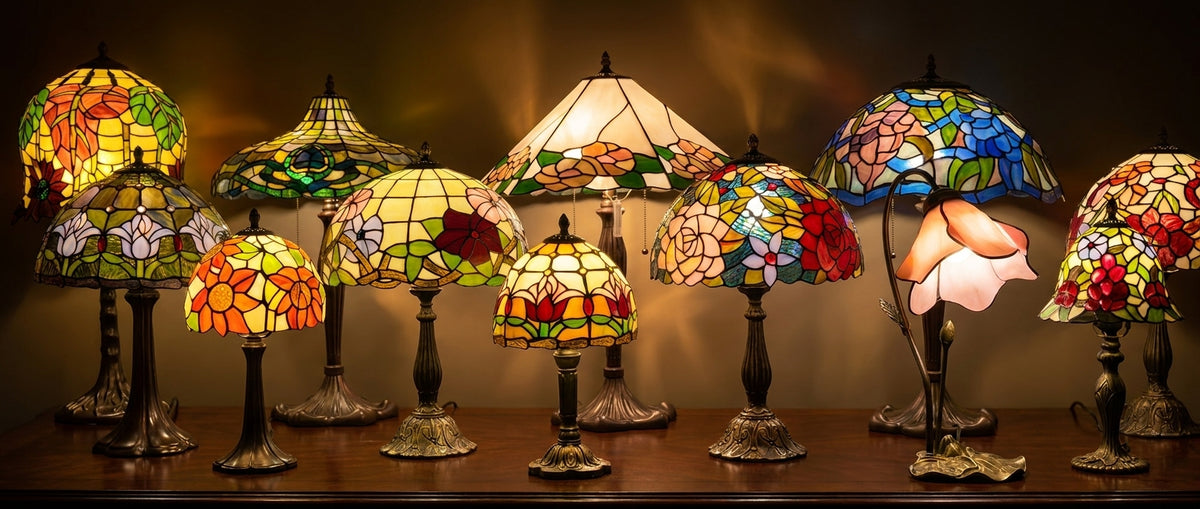 Tiffany lamp in een donker interieur
