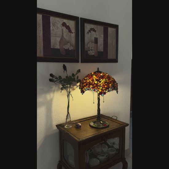 Tiffany-Lampe - Tischlampe - Mosaic Garden Amber