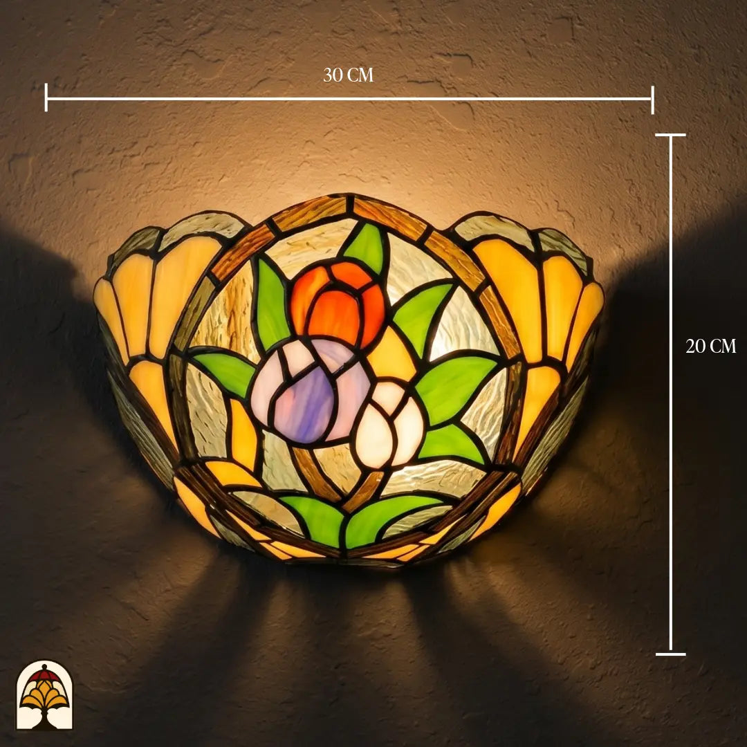 Tiffany wandlamp Tulipa Tricolore – met muurbevestiging